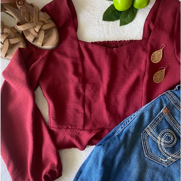 Altar’d State Cropped Blouse with Full Sleeves - Picture 5 of 11